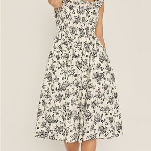 Floral Black and White Dress